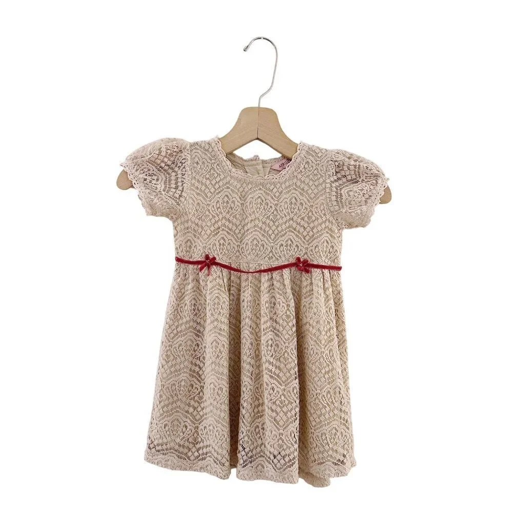 April Cornell Kids Baby Dress Lace Holiday Valentine's Cream Red